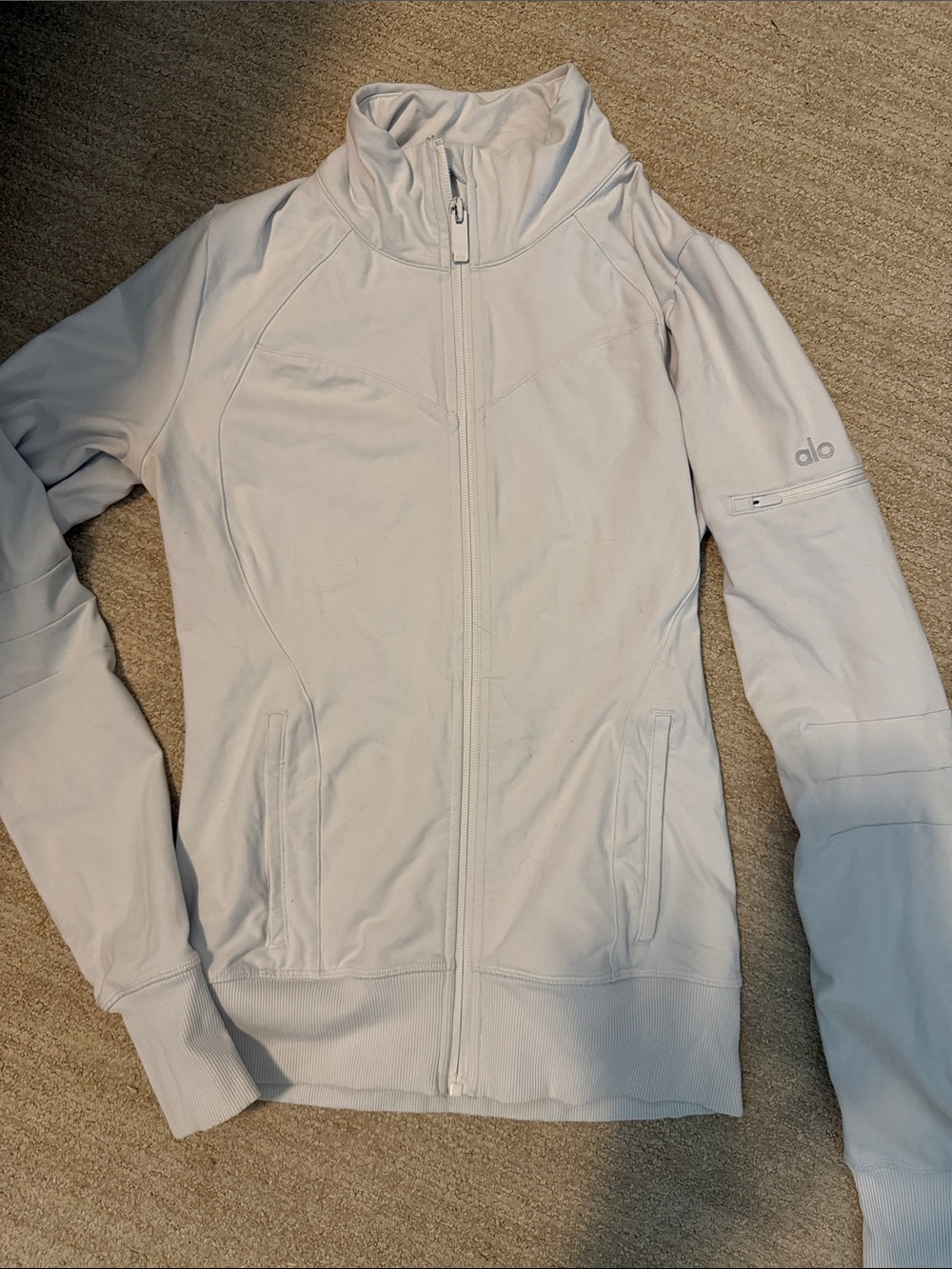 ALO Yoga Light White Full-Zip Jacket
